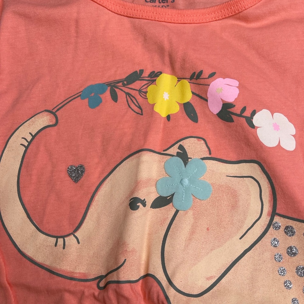 NWt 14 10 7 12 8 6 elephant 3d flowers easter party shirt top birthday carters - Picture 9 of 9